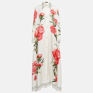 Dolce & Gabbana Carnation Print Silk Twill Caftan Dress